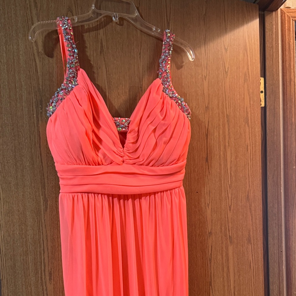Coral/Orange Beaded Evening Gown